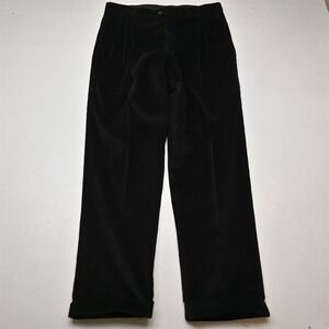 Vtg Riserva 36x34 Black Wide Wale Corduroy Pleated Cuffed Baggy High Waist Pants